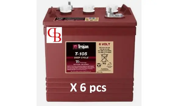 6 Batteries T105 6V 225ah C20h TROJAN