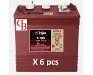 6 Batteries T105 6V 225ah C20h TROJAN