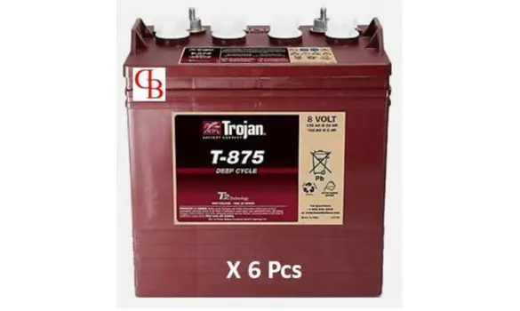 6 Batteries T875 8V 170Ah C20h TROJAN
